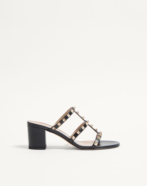 Valentino Garavani - Rockstud Calfskin Leather Slide Sandal 60 Mm - Black - Woman - Sandals